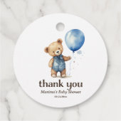 Thank You Teddy Bear Boy Baby Shower フェイバータグ (裏面)
