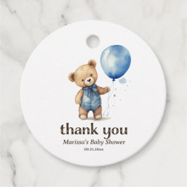 Thank You Teddy Bear Boy Baby Shower フェイバータグ