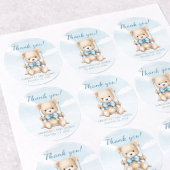 Thank You Teddy Bear Boy Baby Shower ラウンドシール