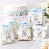 Thank You Teddy Bear Boy Baby Shower ラウンドシール