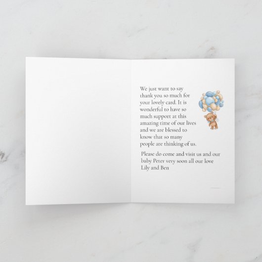 Thank you Teddy Velful Balloons Card カード (内部)