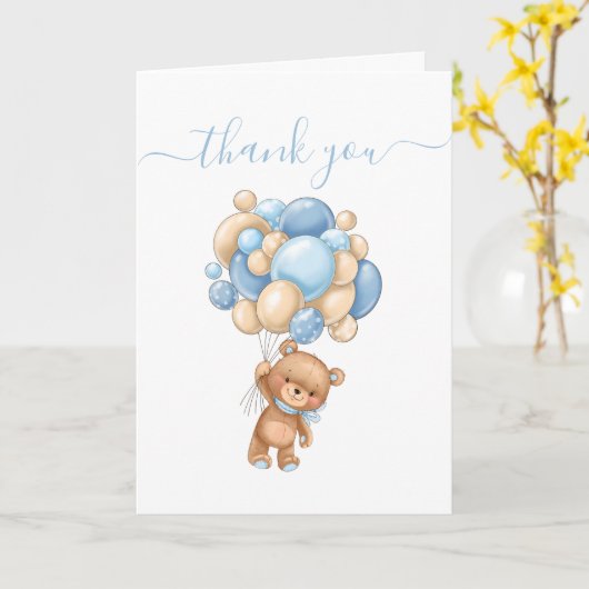 Thank you Teddy Velful Balloons Card カード (黄色い花)