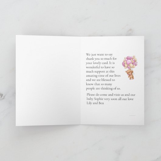 Thank you Teddy Velful Balloons Card カード (内部)