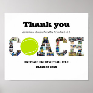 Thank You Tennis Coach Sports Photo Collage ポスター