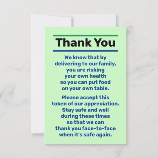 Thank you Tip Delivery Driver Person サンキューカード (正面)
