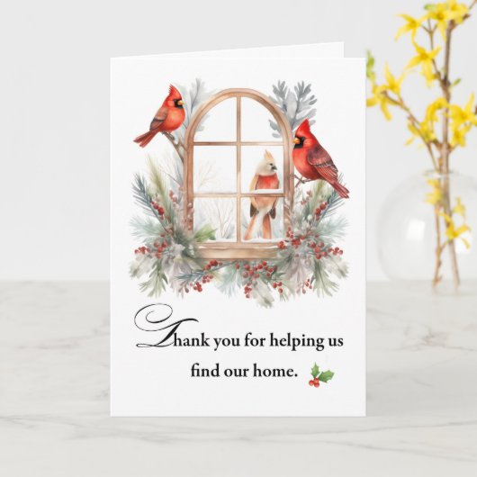 Thank You to Realtor for Finding Home Cardinal カード (黄色い花)