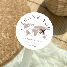 Thank you Travel結婚's World Map Beige ラウンドシール