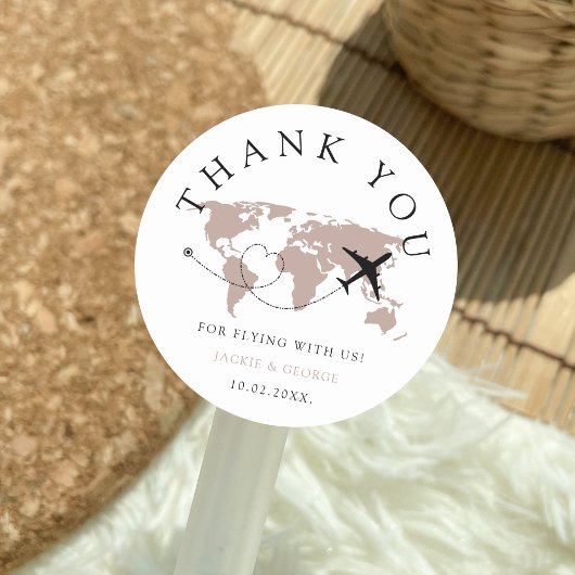 Thank you Travel結婚's World Map Beige ラウンドシール