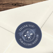 Thank you Travel結婚's World Map Navy Blue ラウンドシール