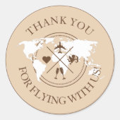 Thank you Travel's 結婚 World Map Boho Beige ラウンドシール (正面)