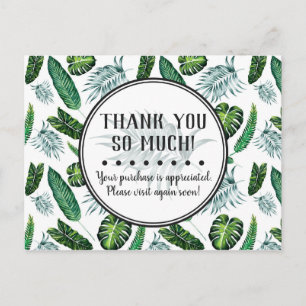 Thank You Tropical Folids Palm 葉 & Greenery ポストカード