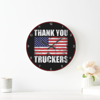 Thank You Truckers American Flag ラージ壁時計