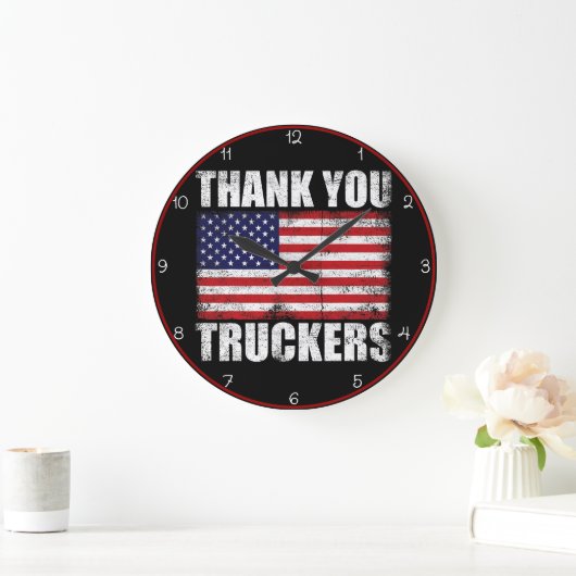 Thank You Truckers American Flag ラージ壁時計 (ホーム)