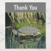 Thank You Turtle with Water Reflection自然 ワインラベル (シングルラベル)