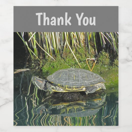 Thank You Turtle with Water Reflection自然 ワインラベル (シングルラベル)