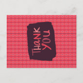 Thank You Vertical Gentオーナメントピンクパターン ポストカード (正面)
