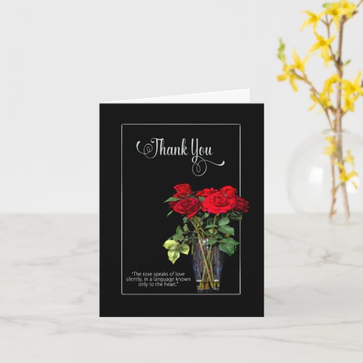 Thank You, Vertical, Red Rose Collection/Black/Red カード (黄色い花)