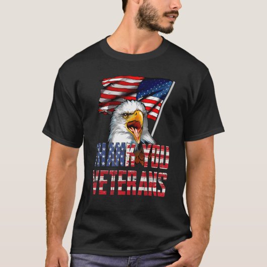 Thank You Veterans American Eagle US Flag for 4th  Tシャツ (正面)