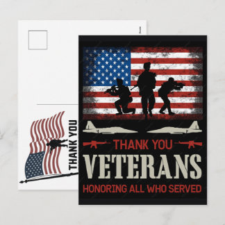 Thank You Veterans American Flag Memorial Day シーズンポストカード