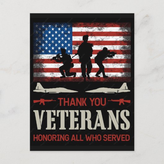 Thank You Veterans American Flag Memorial Day シーズンポストカード (正面)