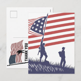 Thank You Veterans American Flag Memorial Day シーズンポストカード