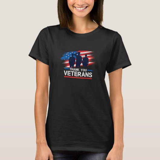 Thank You Veterans  American US Flag  Veterans Day Tシャツ (正面)