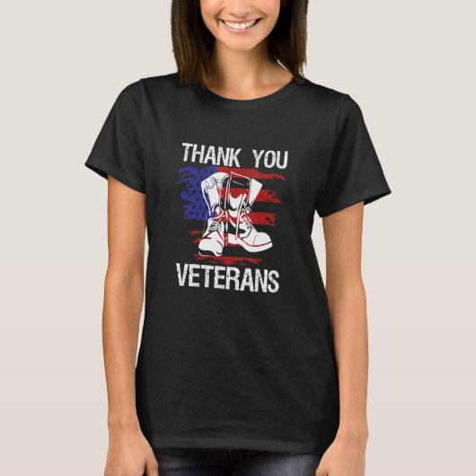 Thank You Veterans Combat Boots Veteran Day Americ Tシャツ (正面)
