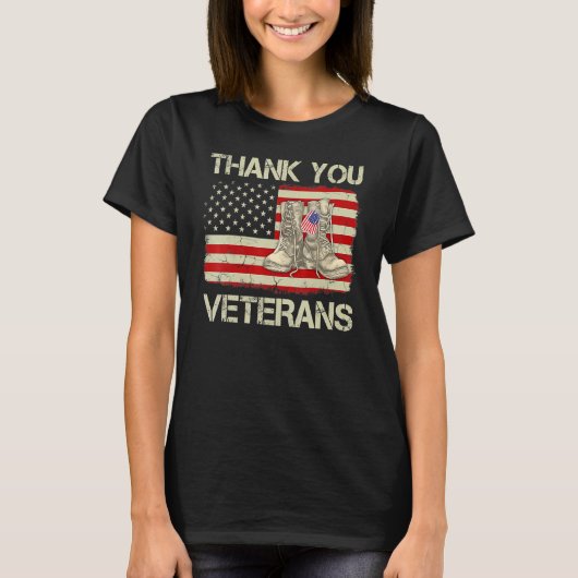 Thank You Veterans Combat Boots Veteran Day Americ Tシャツ (正面)