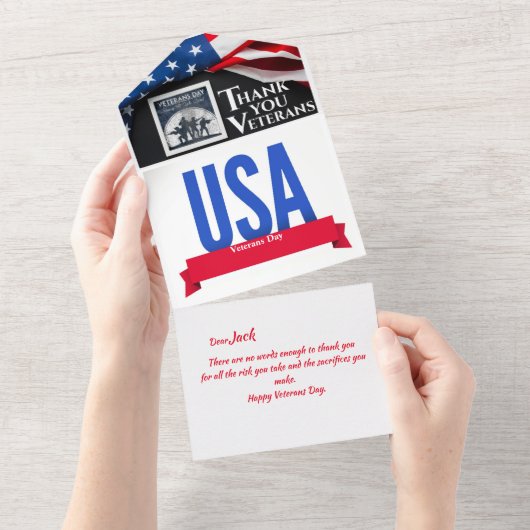 Thank You Veterans Day Card オールインワン招待状 (貼ってはがせる)