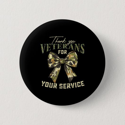 Thank You Veterans For Your Service Veterans Day 缶バッジ (正面)