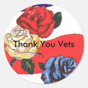 Thank You Vets Red White & Blue Flag/バラシール ラウンドシール