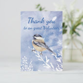 Thank You Volunteer Watercolor Chickadee Winter サンキューカード (スタンド正面)