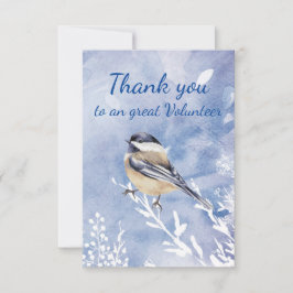 Thank You Volunteer Watercolor Chickadee Winter サンキューカード
