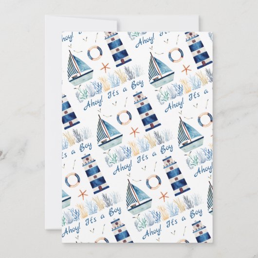 Thank You Water Colorをテーマにした航海のベビーシャワー サンキューカード (裏面)