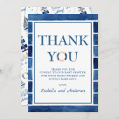 Thank You Water Colorをテーマにした航海のベビーシャワー サンキューカード (正面/裏面)