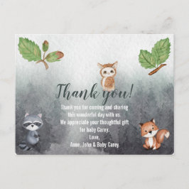 Thank You Water Color Woodland Animals ポストカード