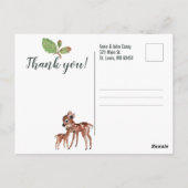 Thank You Water Color Woodland Animals ポストカード (裏面)