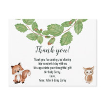 Thank You Water Color Woodland Animals