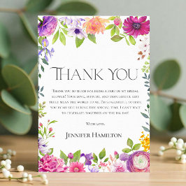 Thank you | Watercolor Floral Bridal Shower 招待状