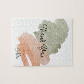 Thank You Watercolor Peach and Green 名前入り ジグソーパズル (横)