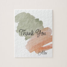Thank You Watercolor Peach and Green 名前入り
