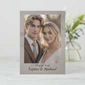 Thank You Wedding Card Photo Subtle Leaves サンキューカード (スタンド正面)