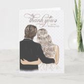 Thank You Wedding Gift Bride and Groom Taupe カード (正面)