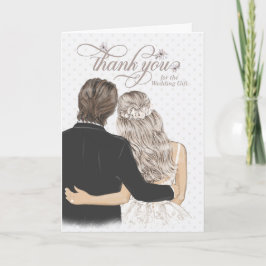 Thank You Wedding Gift Bride and Groom Taupe カード