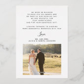 Thank you wedding photo gold script white  箔招待状 (裏面)