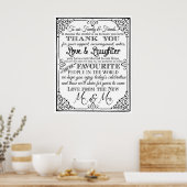 Thank you wedding sign Black & White chalkboard uk ポスター (キッチン)