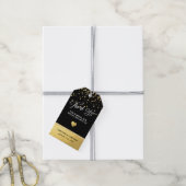 THANK YOU White フェイク Black Gold Foilハート結婚's ギフトタグ (より糸付き)