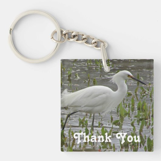 Thank You White Egret Photo Bird Annovation キーホルダー (正面)