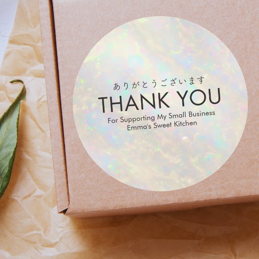 Thank You White Opal Holographic Small Business ラウンドシール
