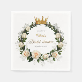 Thank You White Roses & Baby’s Breath  スタンダードカクテルナプキン